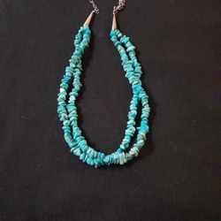 Navajo Blue Kingman 2 Strand Turquoise Shell Necklace
