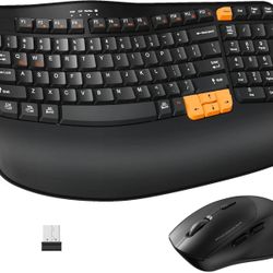 Wireless Wave Keys Ergonomic Keyboard and Mouse Combo