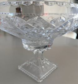 Vintage Bohemia Cut Glass Pedestal Bowl – $25
