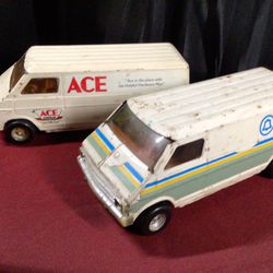 Vintage ERTL Pressed Steel Dodge Vans Southern Bell and ACE HARDWARE Very Cool Vans!