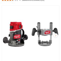 Milwaukee M18 FUEL 18V Lithium-lon Cordless Brushless 1/2 in. Router (Tool-Only) with Additional Plunge Base Used Like New Condition$390