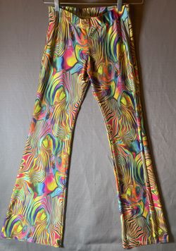 Revolver Fashion Mens Flare Pants M Psychedelic Trippy Swirl Festival Rave Hippie Halloween