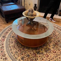 Glass Top Light Wood Coffee Table