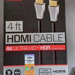 Brand New Rocketfish 4ft HDMI Cable 4K Ultra HD and HDR Compatible 4K/ 60 FPS- Dolby HD