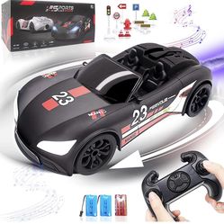 Amerzam Remote Control Car 360° Rotating Racing Car 1/14 Scale, Electric Car with LED Lights Sounds and Batteries for Birthday Gift for Boys Teens and