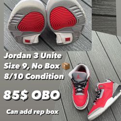 Jordan 3 Unite Sz 9