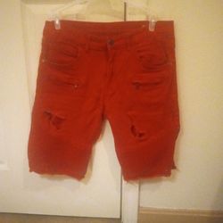 Red Denim Blue Jean Shorts 