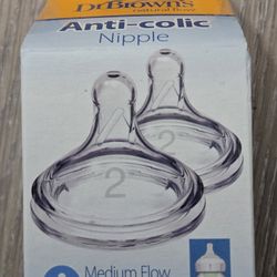 Dr Browns Natural Flow Anti-colic Nipple Medium Flow 3m+ Level 2 Wide Neck New