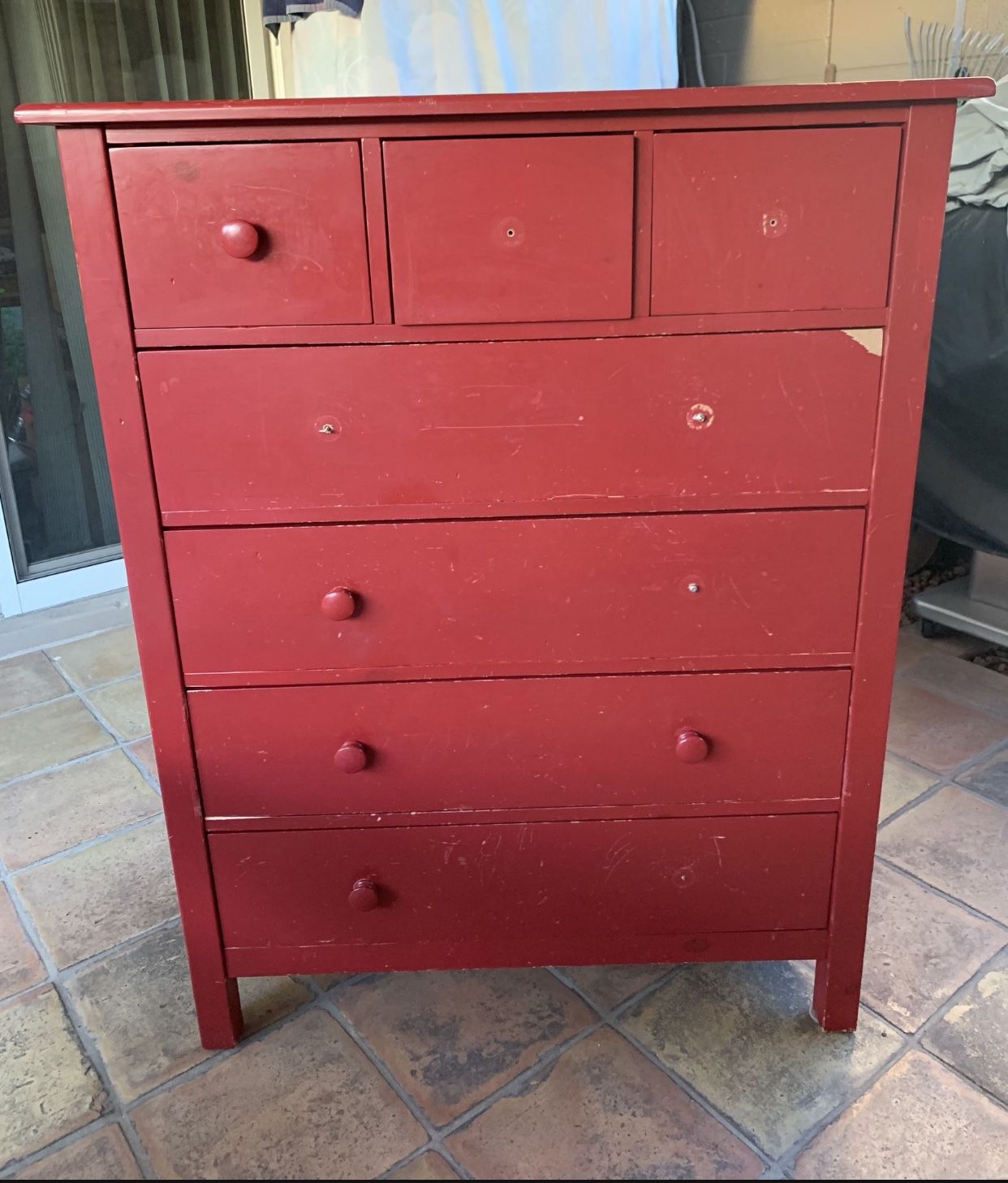 Pottery Barn Kids 7 Drawer Kendall Red Dresser