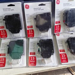 Lot Of 6 Pieces GE 15 Amp Gfci Circuit Breakers