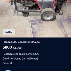 Honda 5000 Generator 