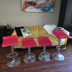 Red Bar Stool Set