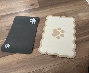 Pet Paw Print Food/water Mats Set of Two