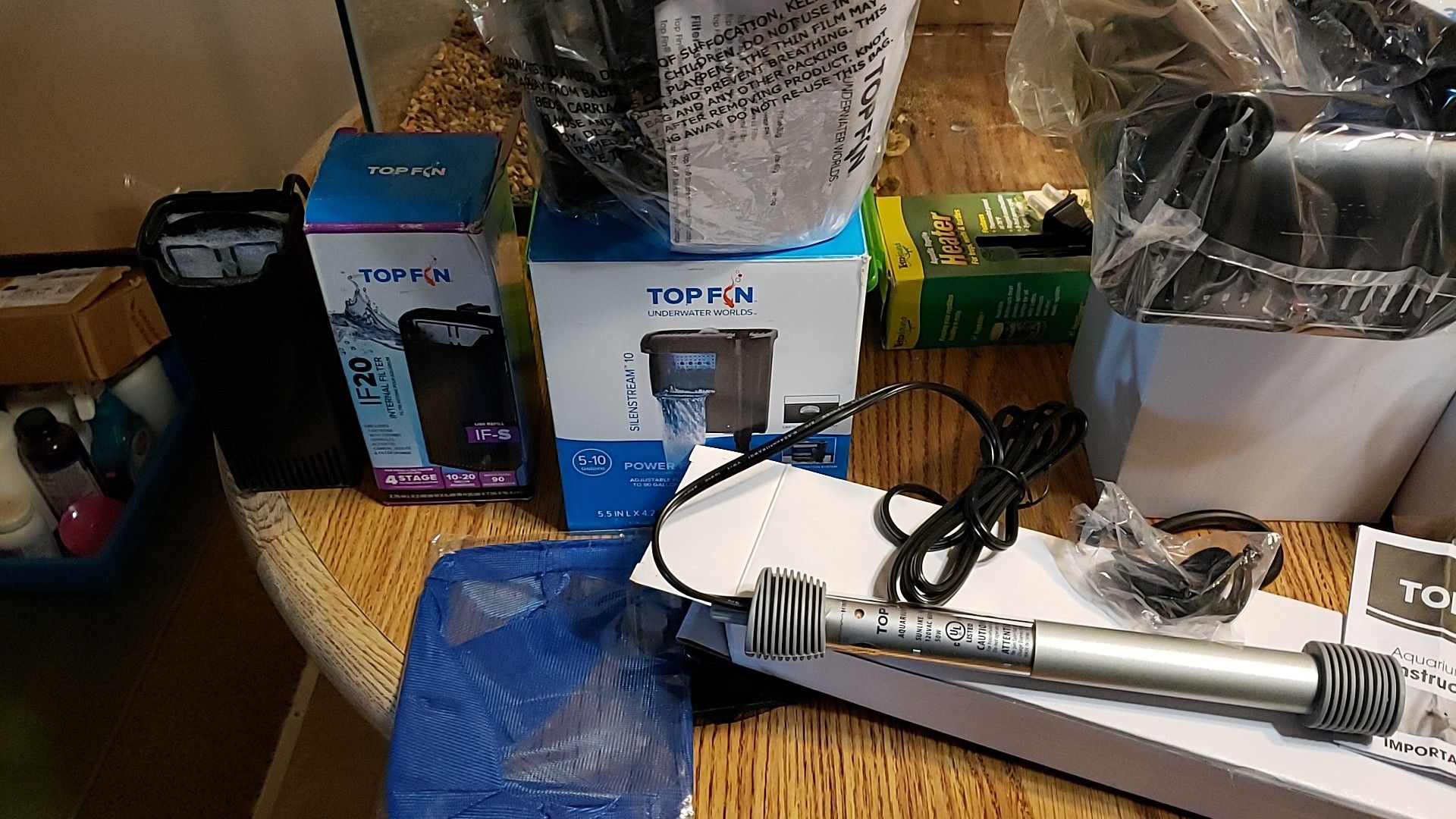 Top fin aquarium 5 new filters and heater some nets and food all $30.00