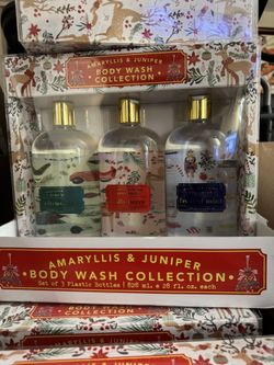 Amaryllis & Juniper Body Wash Collection, Set of 3, 28 Fl Oz Each, Citrus Pine, Holly Berry, Frosted Mint