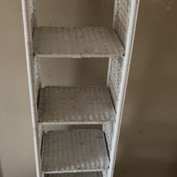 Tall Vintage White Wicor Shelf