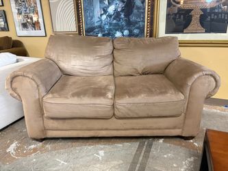 Beige Rolled Arm Loveseat