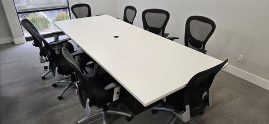 100" Conference Table White  w/ Office Chairs $500 OBO