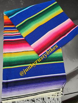 New blue 5x7 Serape Sarape Zarape Mexican Blanket