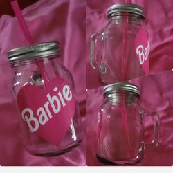 Barbie Mason Jar Glass 