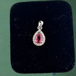 Pear-Shaped Sedona Topaz & Diamond Pendant in 14k White Gold