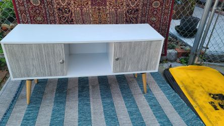 White Media Console with Doors and Shelves
