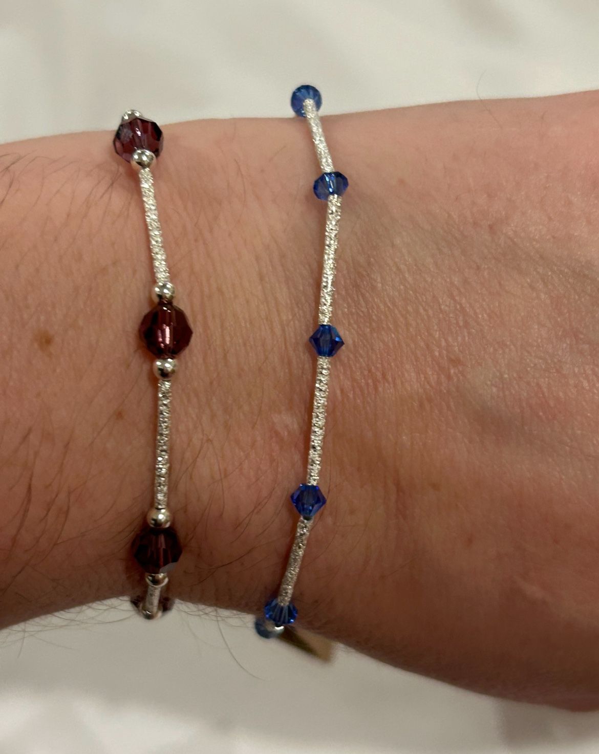 Sterling Silver And Swarovski Crystal Bead Bracelet 