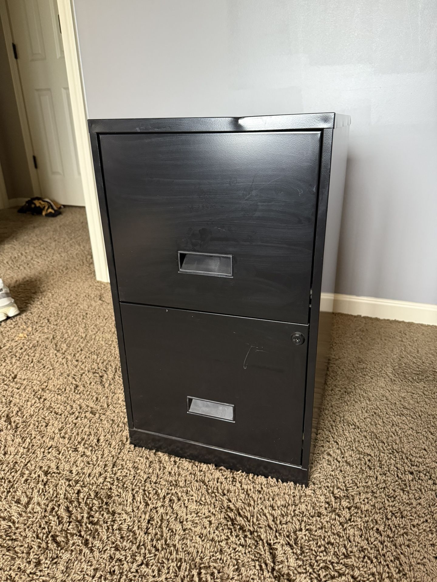 Small Filing Cabinet 2 Drawer Black
