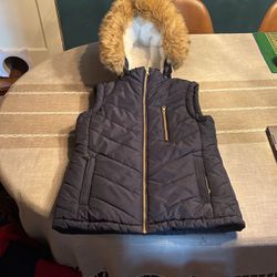 Womens Coat / Vest With Removable Hood- Size Small 