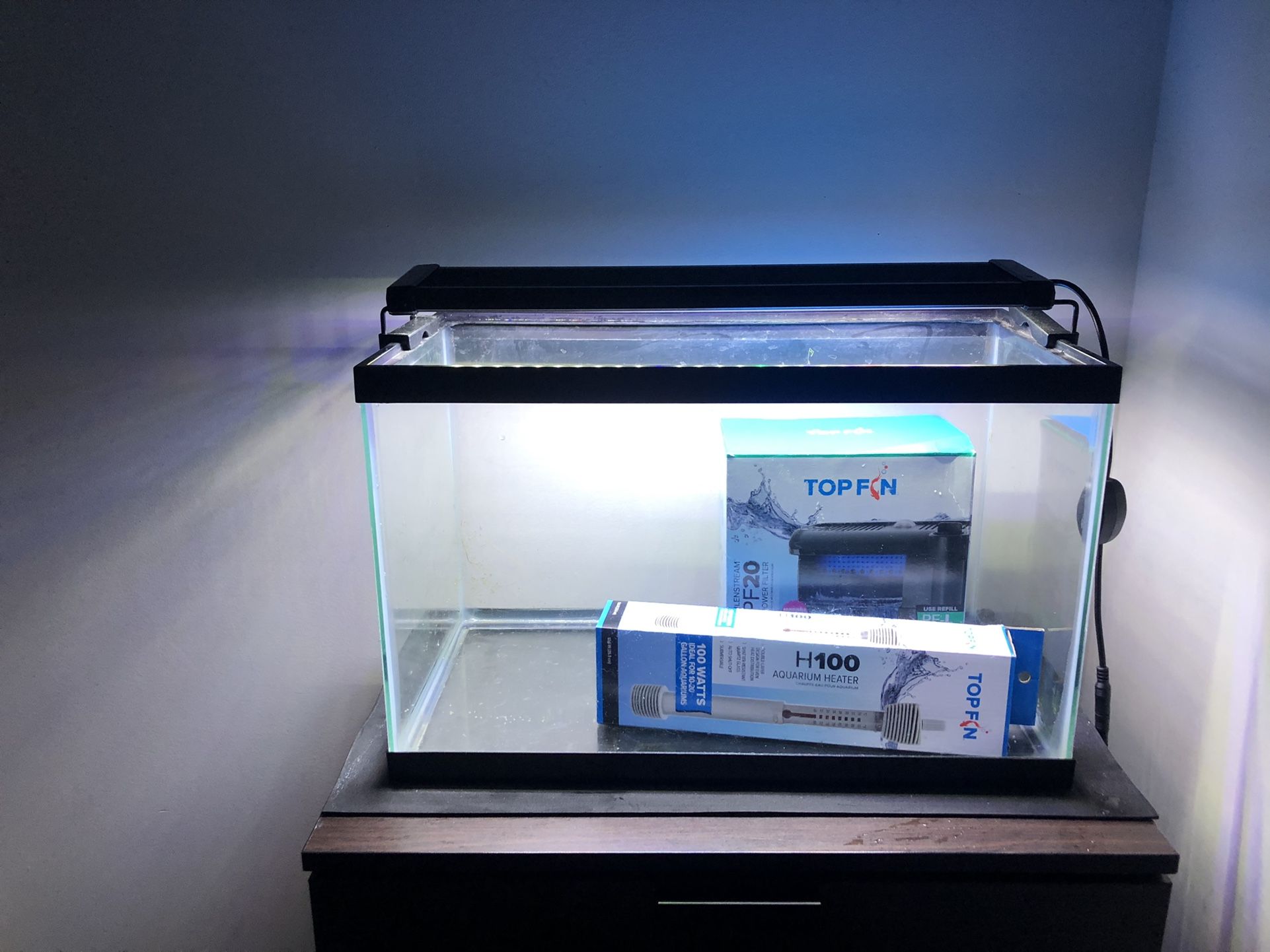 10 Gallon Aquarium w Light, Filter, and Heater