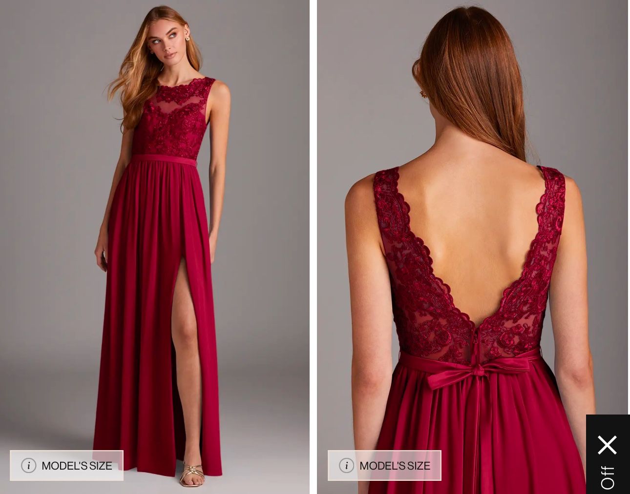 Azazie Burgundy A-Line Lace Scoop Neck Chiffon Dress Custom Size (L)