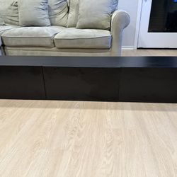 71” Floating Black TV Console with 3 Storage Cubbies