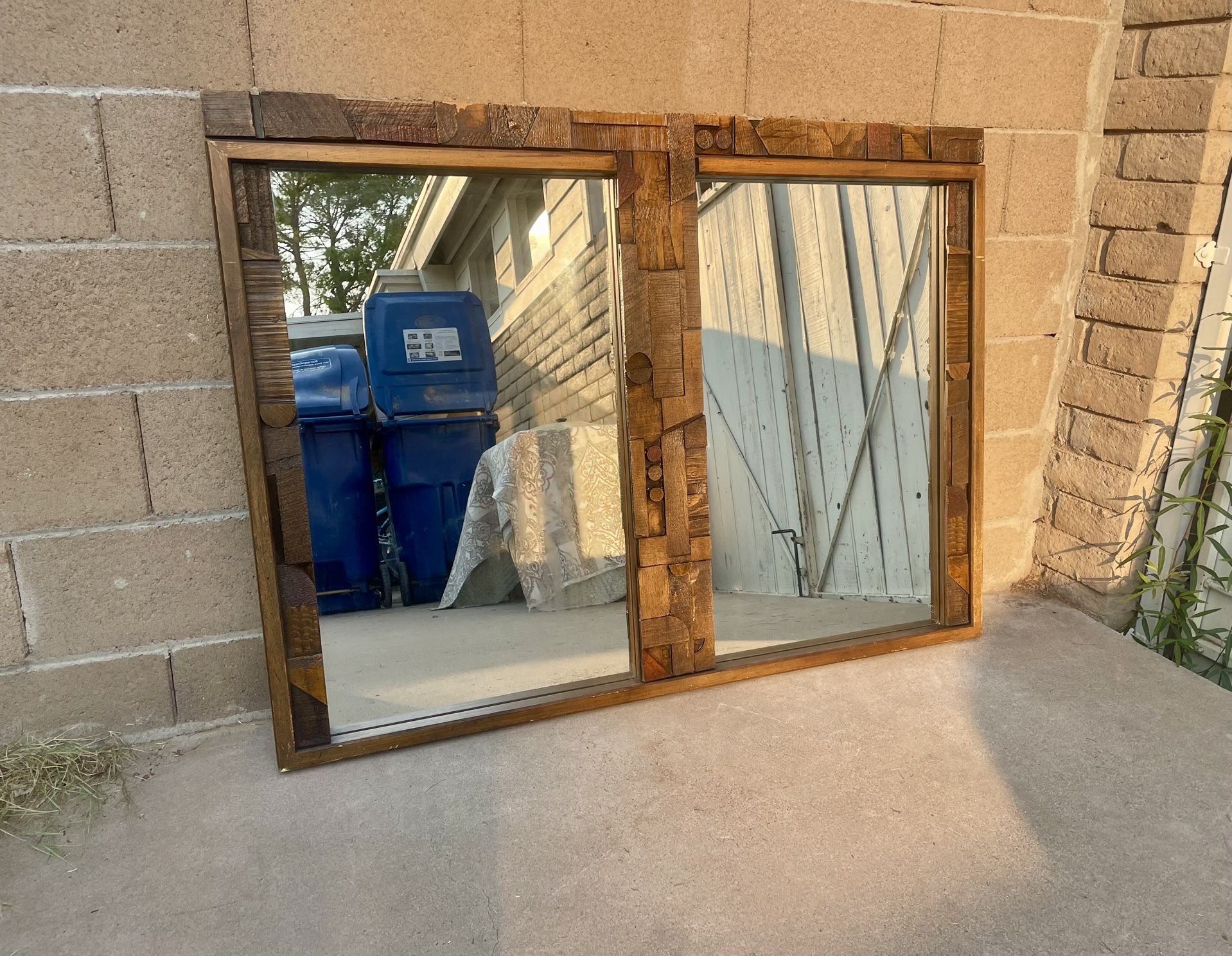 Awesome Brutalist Mid Century Modern Heavy Mirror.