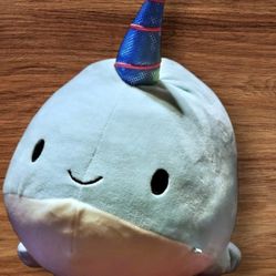 Squishmallow Wally Narwal Blue Whale Unicorn Plush 12 in.