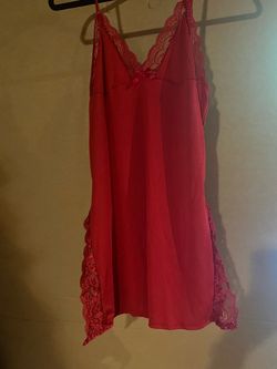 New Red Lace Trim Slip Chemise