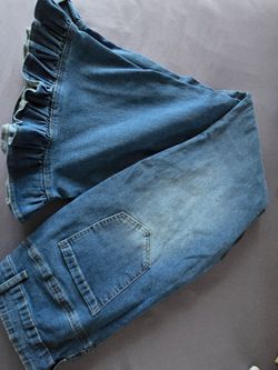 Flare Ruffled Blue Jeans