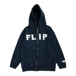 VINTAGE FLIP SKATEBOARDS HOODIE SMALL S MENS BLUE Y2K JACKET SWEATSHIRT FULL ZIP