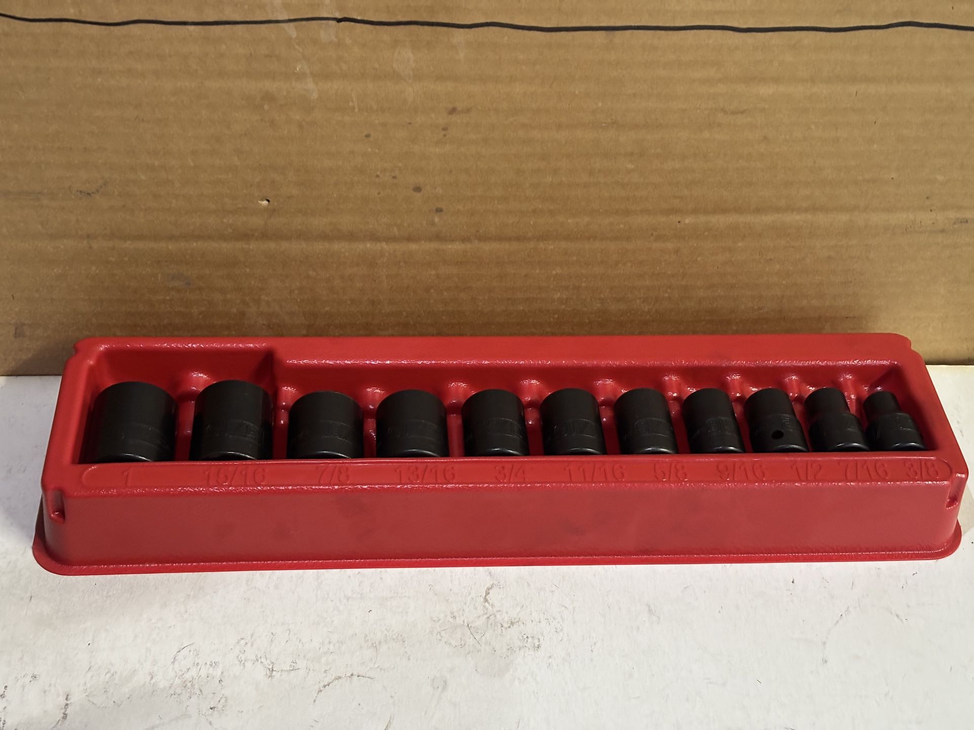Snap-on Tools 11 pc 1/2" Drive 6-Point SAE Flank Drive® Shallow Impact Socket Set (3/8–1")