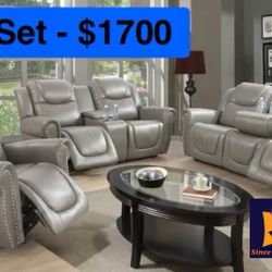 Brand New 3PC Reclining Sofa Loveseat Chair Set 