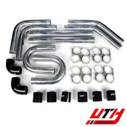 Rev9 Universal 32pc 2.5" 64mm Intercooler Pipe Piping Kit w Silicone Clamp Black