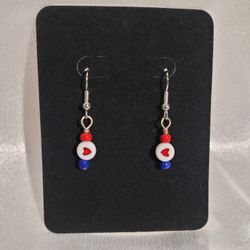 Red, White & Blue Heart Earrings