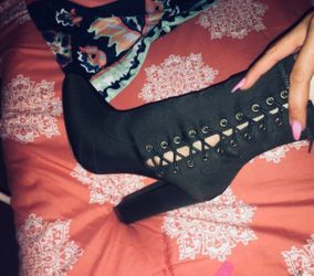 Olive green high heel ankle