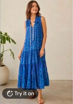 Not maxi dress blue floral 1x plus size nwt