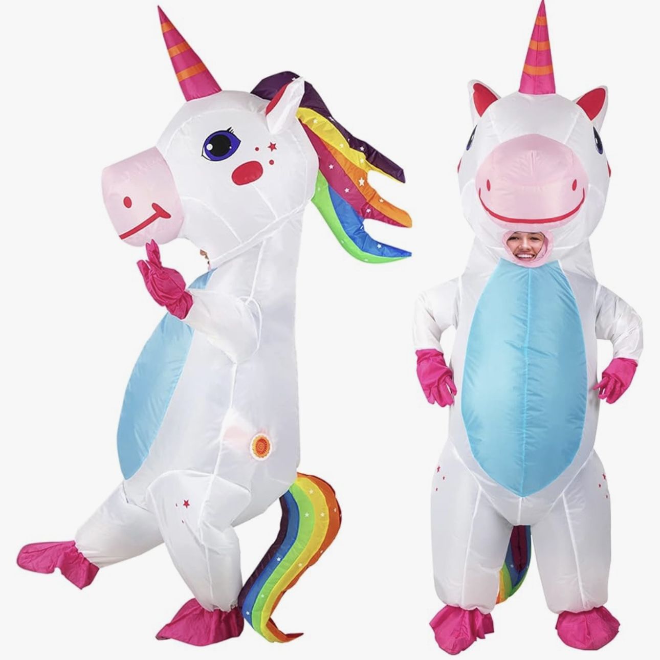 Inflatable Unicorn Costume Adult Size, Full Body Air Blow-up Deluxe Halloween Costume for Men and Women Halloween Party, Cosplay, Dress up