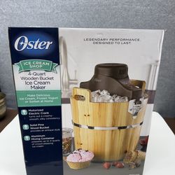 Oster Ice Cream Maker 4 Qt Wooden Bucket Electric NEW Open Box Complete