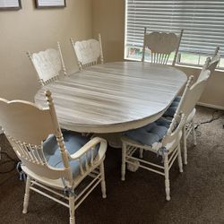 Dining Room Table And Chairs, Includes Leaf, Coastal Wood, Modern