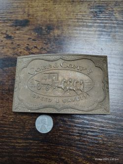 Vintage Cobb & Compy Brass Belt Buckle 
