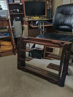 Dark Wood Decorative Wall Mirror Frame with shelves 30x22