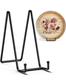 Large Plate Holder Display Stand - 8 inch /10 inch Tall Plate Stands for Display - Metal Picture Frame Stand - Big Tabletop Easel Stand for Decorative