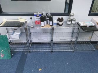 4 STEEL RACKS - HOME OR BUSINESS 2 TIER EACH. READ BELOW